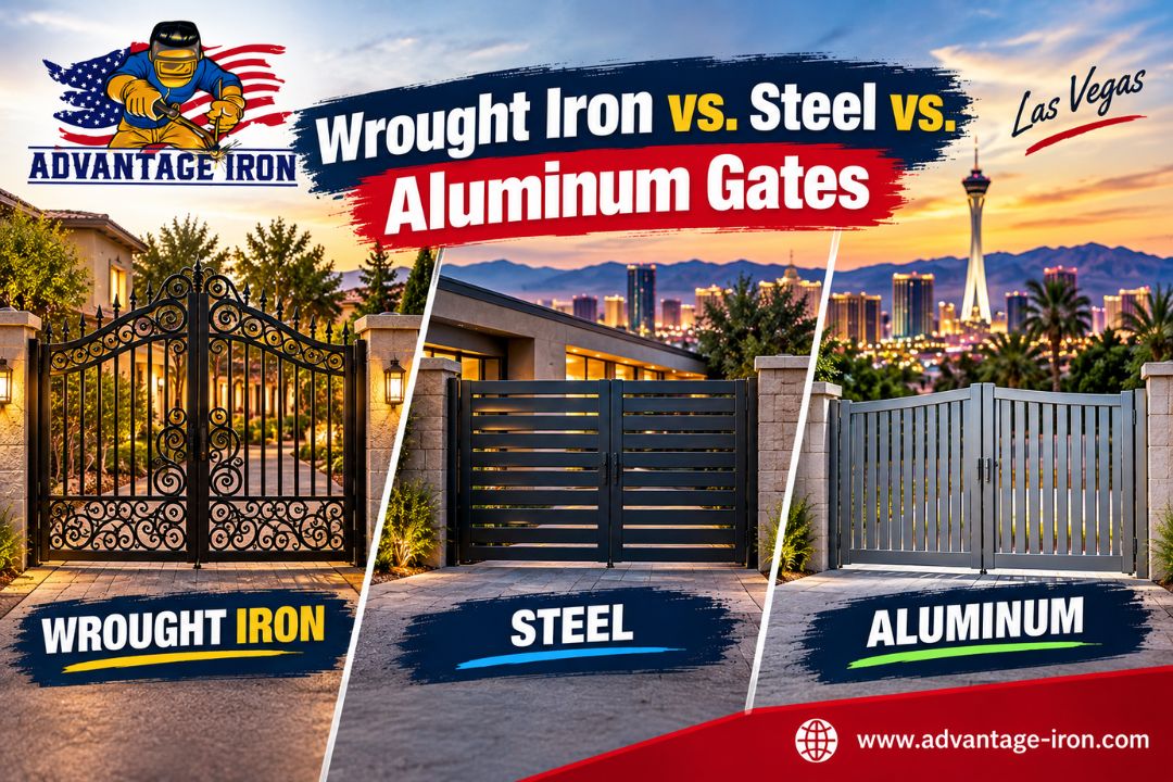 Wrought Iron vs. Steel vs. Aluminum Gates for Las Vegas Homes